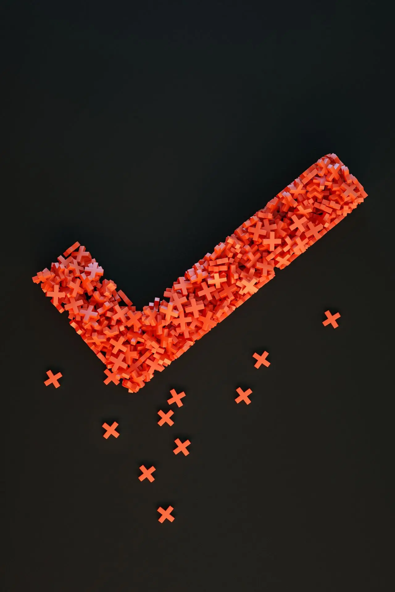 a group of red crosses on a black surface
